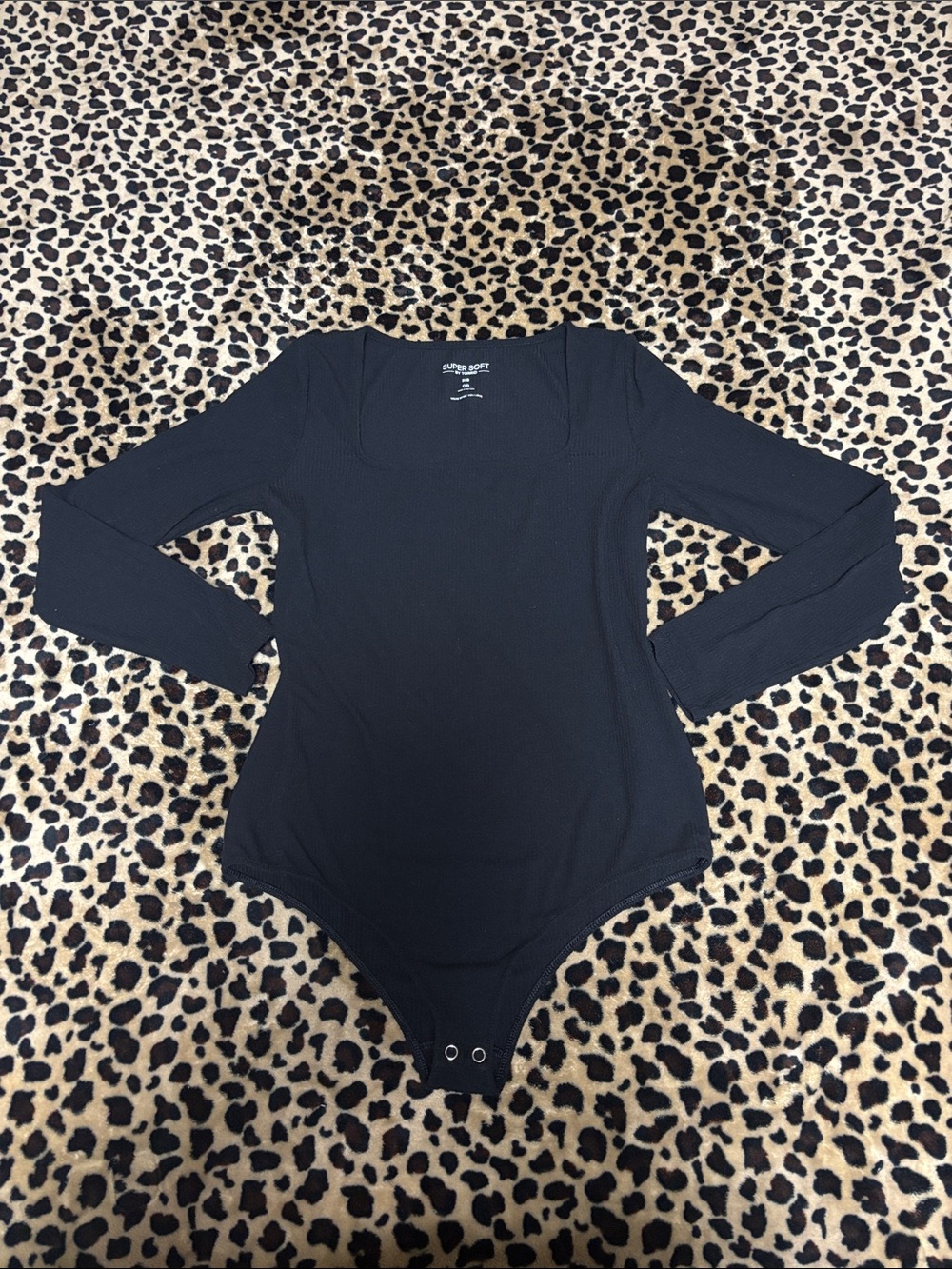 Torrid 00 Black Ribbed Long-Sleeve Scoop Neck Bodysuit